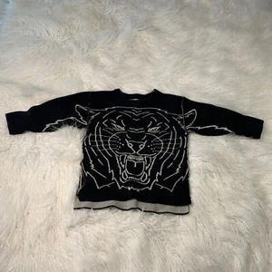 Zara Kids Boys Black and White Tiger Knitwear Sweater Sz 5 110 - Picture 1 of 7