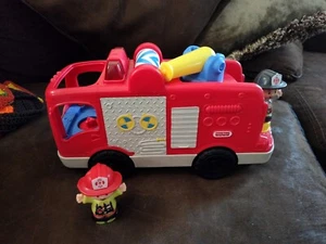 Ship from USA Fisher Price Little People Helping Others Fire Truck Lights Talkin - Picture 1 of 10