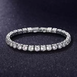 Real Moissanite Tennis Bracelet for Women New Sterling Silver Christmas Gift - Picture 1 of 19