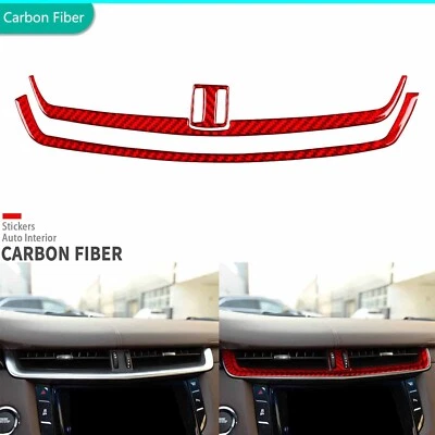 Cubierta de salida de ventilación de aire de consola central de fibra de carbono roja para Cadillac XTS 2013-2019 Foto 1 de 4