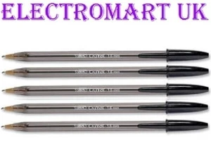 5 X BIC CRISTAL 1MM MEDIUM BIRO BALL POINT PEN COLOUR BLACK - Picture 1 of 1