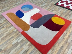 Nueva alfombra acolchada a mano diseño multicolor hecha a mano Nz alfombra de lana alfombra de sala de estar - Imagen 1 de 6