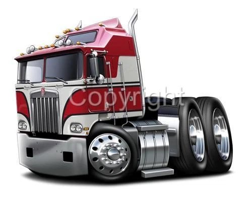 Kenworth K100 Big Rig Truck Tshirt #9543 BJ cartoontees automotive art - Image 1 of 1