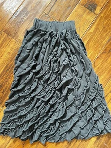 Jak Peppar Girls Size 5 Long Dark Gray Layered Skirt Stretch Waist Cotton - Picture 1 of 5