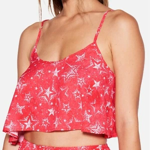 Hurley Star Struck Swing Tank Red White Cropped Top Womens Size Medium HC0209 - Picture 1 of 6