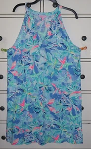 Abito da corsa nuovo senza etichette Lilly Pulitzer Shay ""Blu Bennet Celestial Seas"" XL - Foto 1 di 8