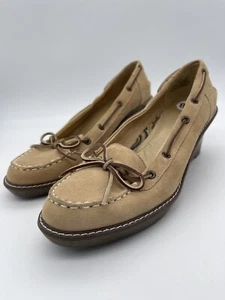 Sperry Topsider Women’s Wedge Upper Leather Platform Heel Boat Shoes Slippers - Picture 1 of 9