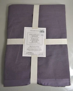 NEW Williams Sonoma SILK Applique Border TABLE RUNNER Violet LINEN Purple - Picture 1 of 4
