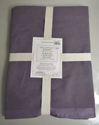 NEW Williams Sonoma SILK Applique Border TABLE RUNNER Violet LINEN Purple - Image 1 of 4