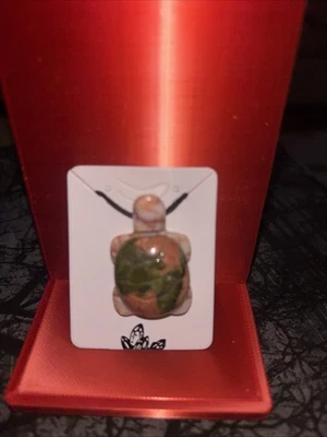 Unakite/碧玉石龟吊坠项链天然石材修复 — 第 1/2 张图片