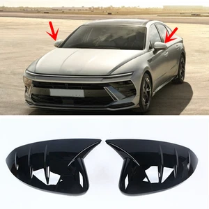 Bright Black Rearview Mirror Cover Trim For Hyundai Sonata 2024 2025 - Picture 1 of 9
