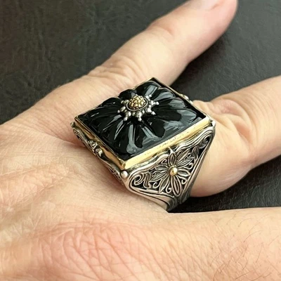 Konstantino 18k gold Black Onyx and Sterling Silver statement ring - Image 1 of 4