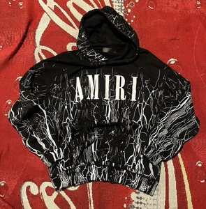 AMIRI Cracked Dye Core Logo Hoodie Herren Größe Small schwarz weiß Pullover - Bild 1 von 9
