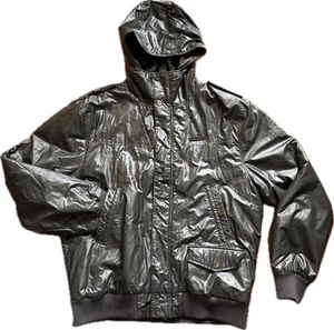 VTG 90s Coogi Men's Jacket 2XL Bomber Biker Hooded Gray Full Zip F9FW RARE EUC - Picture 1 of 16