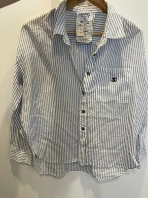 Auténtica Camisa Chanel Boutique Vintage Algodón Rayas 99A Talla 38 Foto 1 de 4