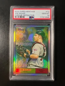 2010 Topps Heritage Chrome Refractors #C2 Joe Mauer #'d 54/561 PSA 10 POP 3 - Picture 1 of 2