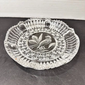 Vintage Hofbauer Byrdes 7" Lead Crystal Glass Dish – Bird Pattern – West Germany - Picture 1 of 4