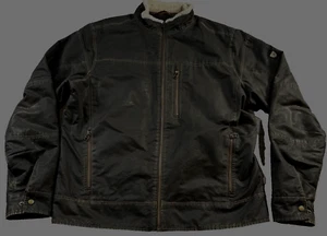 Kuhl Canvas Burr Jacket Mens XL Vintage Patina Dye Fur trim Distress Fade Black - Picture 1 of 13