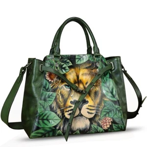 Genuine Leather Purse and Handbag for Women Hand Painted Crossbody Shoulder Bag - Picture 1 of 7