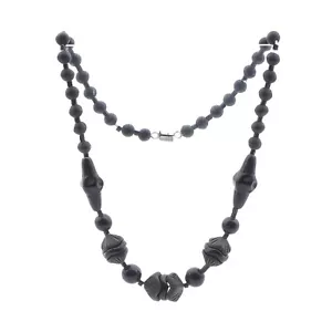 Collana ceca vintage Art Déco perline vetro nero DRGM - Foto 1 di 4