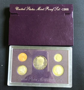 1988 S Proof Set 5 coins In Original Box From US Mint With Specifications - Picture 1 of 3