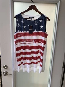 NWT Chaps Women T-shirt Tank American Flag Tops 1 X - Picture 1 of 6
