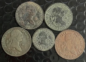 Cincin19,LOTES,Bonito 5 Cobres de 2 y 4 Maravedies de CARLOS IV,Segovia - Imagen 1 de 5