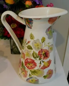 MACKENZIE-CHILD'S MORNING GLORY ENAMEL LARGE "PRACTICAL PITCHER",NEW,RETIRED - Picture 1 of 2