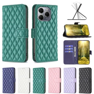 Para Tecno Spark 20 Pro 5G, Lujo Enrejado Cuero Billetera Abatible Tarjeta Estuche Cubierta - Imagen 1 de 31