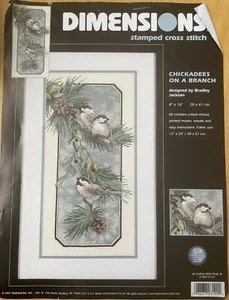 CHICKADEES ON A BRANCH DIMENSIONS STAMPED CROSS STITCH CHART PATTERN KIT - Bild 1 von 3