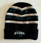 Michigan State Spartans Hat Roll Cuff Knit Cap Pom Embroidered Logo Striped New