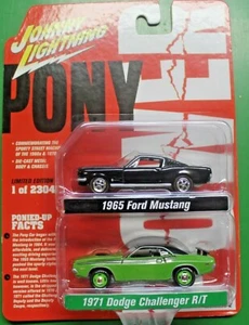 2020 JOHNNY LIGHTNING 2 Pack 1965 FORD MUSTANG and 1971 DODGE CHALLENGER R/T - Picture 1 of 1