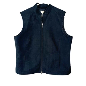Talbots Women's Full Zip Quilted Vest Black L Pockets Lined - Picture 1 of 6