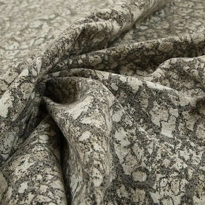 Grey Yorkshire Dales Stone Effect Chenille Upholstery Cushion & Curtain Fabric