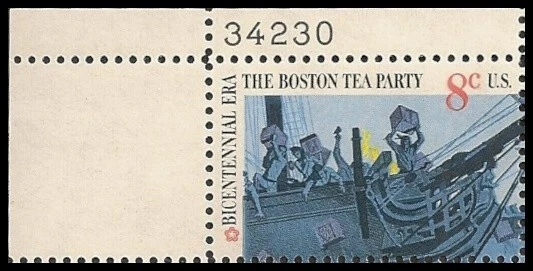US 1480 Boston Tea Party British Merchantman 8c plate single UL 34230 MNH 1973 - Image 1 of 1