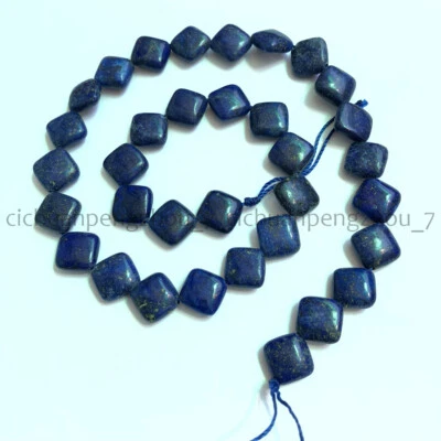 12x12mm Natural Blue Lapis Lazuli Square Gemstone Loose Beads 15'' Strand - Image 1 of 3