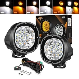 AUXBEAM 90W 9000LM 4" LED Lights Pods Driving Spot White&Amber 6 Modes For ATV - Picture 1 of 12
