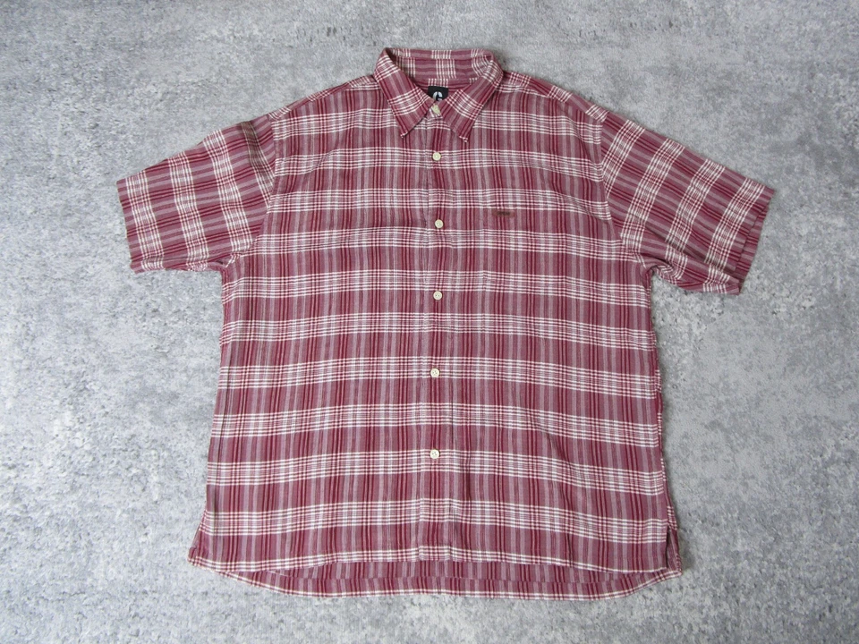 Guess Dress Shirt Mens XL Vintage Red Plaid Short Sleeve Button Up Collared Y2K - Image 1 of 4