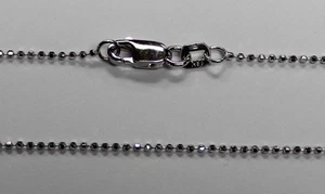 18kt 18K Weißgold 16" 18" 20" 1mm Diamantschliff Perlen Kugel Halskette Kette - Bild 1 von 2