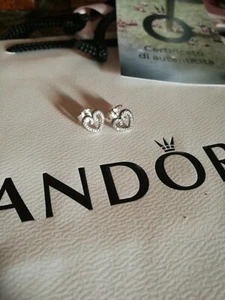 orecchini pandora con cuore nuovi mai usati con garanzia - Foto 1 di 2