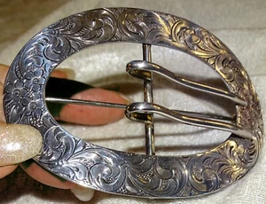 Giant Antique Sterling Silver 3 1/2" Buckle Broach Pin - Picture 1 of 11