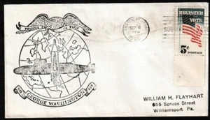 1966 USS SUBMARINE GEORGE WASHINGTON 598 - NAVAL COVER - Picture 1 of 2