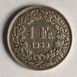 1939, Switzerland / Helvetica 1 Fr coin - Picture 1 of 2