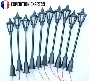 LOT DE 10 LAMPADAIRES A LED HO 1/87 65mm JOUEF LIMA ROCO+10 RESISTANCES 510Ohms - Foto 1 di 12