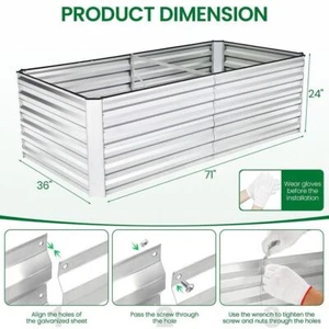 Outdoor Raised Garden Bed~71"x36"x24" Planters Grow Box Flower Bed Metal Kits】🌼 - Picture 1 of 9