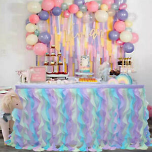 185CM Tulle Curly Willow Tutu Table Skirt Ruffle Tablecloth Table Art Decor Home