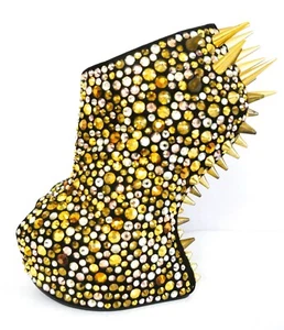 Giuseppe Zanotti AW12 Spike Crystal Stud Maxi Wedge Booties Heels NWT $2950 - Picture 1 of 8