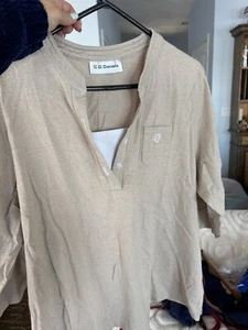 CD Daniels 2X Top Shirt Tan Black Stripped NWT Button Up Cardigan - Picture 1 of 8