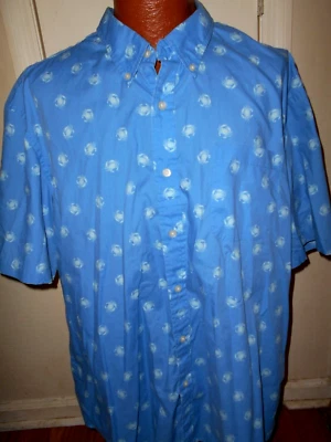 Cangrejos Saddlebred para hombre XXL azul fácil cuidado manga corta abotonada. Foto 1 de 4