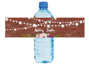 100 etiquetas de botella de agua rústicas aniversario de boda y luces de mercado - Imagen 1 de 5